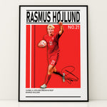 Load image into Gallery viewer, Fodbold plakat | Fodbold plakater | Rasmus Højlund Fodbold Plakat | Danmark | Perfekt til Den Ægte Fan | Plakaty.dk
