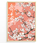 Load image into Gallery viewer, Japanske plakater | Framed Japanese art print of white and pink cherry blossoms on branches against a soft pink background.
