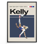 Load image into Gallery viewer, Chloe Kelly Kvinde fodbold plakater | England landsholdstrøje i blå og hvid under saksespark – perfekt til fans af kvindefodbold og Lionesses

