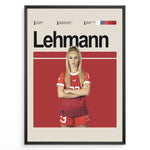 Load image into Gallery viewer, Alisha Lehmann plakat | Schweiz landsholdstrøje i rød med intense øjne og stærkt udtryk – perfekt til fans af kvindefodbold og Schweiz
