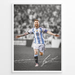 Load image into Gallery viewer, Lionel Messi Argentina celebration plakat with signature framed wall art
