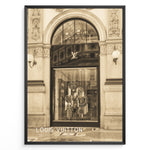 Load image into Gallery viewer, Fashion Plakat | Louis Vuitton Milan Galleria Storefront – Fashion Architecture Art Print Plakaty.dk | Sepia-toned image of the Louis Vuitton storefront at Galleria Vittorio Emanuele II in Milan, Italy.
