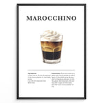 Load image into Gallery viewer, Marocchino coffee recipe illustration with espresso, cocoa, steamed milk, and milk foam.
