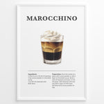 Load image into Gallery viewer, Marocchino coffee recipe illustration with espresso, cocoa, steamed milk, and milk foam.

