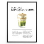 Load image into Gallery viewer, Matcha espresso fusion recipe illustration with layered matcha, milk, and espresso.
