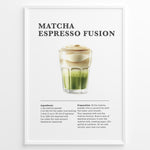 Load image into Gallery viewer, Matcha espresso fusion recipe illustration with layered matcha, milk, and espresso.
