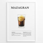 Load image into Gallery viewer, Mazagran iced coffee recipe illustration with espresso, lemon slice, and ice cubes.

