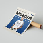 Load image into Gallery viewer, Kylian Mbappé fodbold plakat | Real Madrid trøje i hvid med jubelscene – perfekt til fans af herrefodbold og Galácticos
