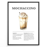Load image into Gallery viewer, Mochaccino coffee recipe illustration with espresso, chocolate syrup, steamed milk, milk foam, and whipped cream.
