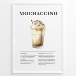 Load image into Gallery viewer, Mochaccino coffee recipe illustration with espresso, chocolate syrup, steamed milk, milk foam, and whipped cream.
