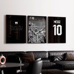 Load image into Gallery viewer, Lionel Messi Fodbold Plakat | Til FC Barcelona Fans | Tre plakater der hylder Lionel Messi med billede, citat og hans ikoniske nummer 10. Perfekt til fodboldfans og Messi-entusiaster.
