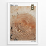 Load image into Gallery viewer, Japanske plakater | Japanese minimalist poster showing detailed concentric tree rings, representing the passage of time and growth.
