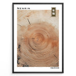 Load image into Gallery viewer, Japanske plakater | Japanese minimalist poster showing detailed concentric tree rings, representing the passage of time and growth.

