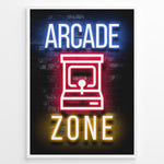 Load image into Gallery viewer, Arcade Zone gaming plakat | Retro neon-design med arkademaskine og farverige lys – perfekt til gamerhjørnet
