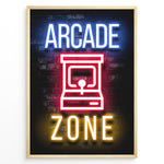 Load image into Gallery viewer, Arcade Zone gaming plakat | Retro neon-design med arkademaskine og farverige lys – perfekt til gamerhjørnet
