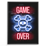 Load image into Gallery viewer, Game Over gaming plakat | Neon kranie med rød og blå tekst mens du spiller GTA 5
