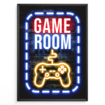 Load image into Gallery viewer, Game Room gaming plakat | Neon design med gul controller mens du spiller League of Legends
