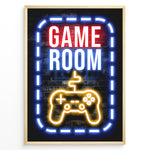 Load image into Gallery viewer, Game Room gaming plakat | Neon design med gul controller mens du spiller League of Legends
