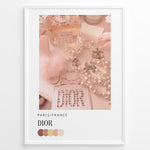 Load image into Gallery viewer, Fashion Plakat | Parisian Luxury Flat Lay – Dior &amp; Chanel Pink Aesthetic Plakaty.dk | Flat lay image with Miss Dior perfume, Chanel pearl necklaces, pink accessories, and a soft pink color palette labeled “Paris/France Dior”.
