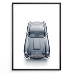 Load image into Gallery viewer, Top-view illustration of a classic Aston Martin DB5 in a minimalist poster design.
