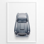 Load image into Gallery viewer, Top-view illustration of a classic Aston Martin DB5 in a minimalist poster design.

