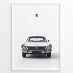 Load image into Gallery viewer, Classic white Peugeot car front view minimal poster design
