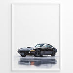 Load image into Gallery viewer, Illustration of a classic black sports car on a clean white background.
