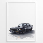 Load image into Gallery viewer, Illustration of a black Buick GNX muscle car on a white background
