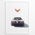 Load image into Gallery viewer, Illustration of a classic Pontiac Firebird Trans Am viewed from the front
