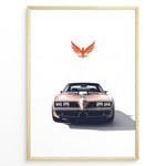 Load image into Gallery viewer, Illustration of a classic Pontiac Firebird Trans Am viewed from the front
