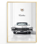 Load image into Gallery viewer, Front-view illustration of a classic Cadillac car set in an elegant interior with Cadillac emblem above.
