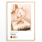 Load image into Gallery viewer, Fashion Plakat | Prada Worldview – Golden Globe &amp; Fashion Books Poster Plakaty.dk | Would you like a cohesive series name and catalog description tying this together with the other pastel-toned fashion posters? I can help create a title and blurb for the full set.
