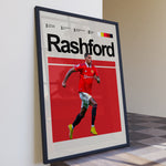 Load image into Gallery viewer, Fodbold plakat | Fodbold plakater | Marcus Rashford Fodbold Plakat | Hjerte, Hastighed, Helt | Plakaty.dk
