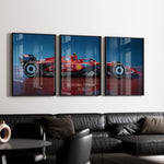 Load image into Gallery viewer, Scuderia Ferrari SF-24 Formula 1 car three-panel framed wall art plakat.
