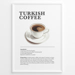 Load image into Gallery viewer, Minimalist illustration of traditional Turkish coffee served in a white cup with a saucer.
