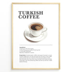 Load image into Gallery viewer, Minimalist illustration of traditional Turkish coffee served in a white cup with a saucer.
