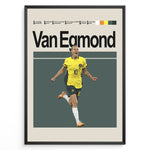 Load image into Gallery viewer, Emily van Egmond Kvinde fodbold plakater | Australien landsholdstrøje i gul og grøn med jubelpose – perfekt til fans af kvindefodbold og Matildas
