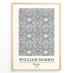 Load image into Gallery viewer, Framed William Morris Borage 1875 art print plakat featuring detailed navy floral and leaf patterns on a cream background.
