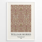 Load image into Gallery viewer, Framed William Morris Snakeshead 1888 art print plakat with detailed floral and leaf patterns in red and beige tones.
