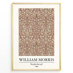 Load image into Gallery viewer, Framed William Morris Snakeshead 1888 art print plakat with detailed floral and leaf patterns in red and beige tones.
