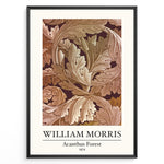 Load image into Gallery viewer, Framed William Morris Acanthus Forest 1874 art print plakat with intricate leaf patterns in brown and beige tones.
