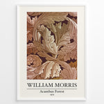 Load image into Gallery viewer, Framed William Morris Acanthus Forest 1874 art print plakat with intricate leaf patterns in brown and beige tones.
