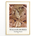Load image into Gallery viewer, Framed William Morris Acanthus Forest 1874 art print plakat with intricate leaf patterns in brown and beige tones.
