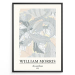 Load image into Gallery viewer, Framed William Morris Acanthus 1875 art print plakat with soft grey and beige leafy botanical pattern.
