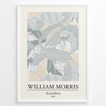 Load image into Gallery viewer, Framed William Morris Acanthus 1875 art print plakat with soft grey and beige leafy botanical pattern.
