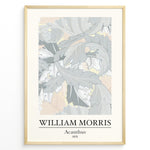 Load image into Gallery viewer, Framed William Morris Acanthus 1875 art print plakat with soft grey and beige leafy botanical pattern.
