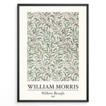 Load image into Gallery viewer, Framed William Morris Willow Bough 1887 art print plakat with flowing green willow leaves and red stems on a light background.

