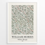 Load image into Gallery viewer, Framed William Morris Willow Bough 1887 art print plakat with flowing green willow leaves and red stems on a light background.
