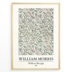 Load image into Gallery viewer, Framed William Morris Willow Bough 1887 art print plakat with flowing green willow leaves and red stems on a light background.
