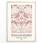 Load image into Gallery viewer, Discover the William Morris “Strawberry Thief” (1890) art print plakat — a classic design featuring intricate birds, strawberries, and floral patterns in soft pink and cream tones. Perfect for elegant home décor and art lovers inspired by nature.
